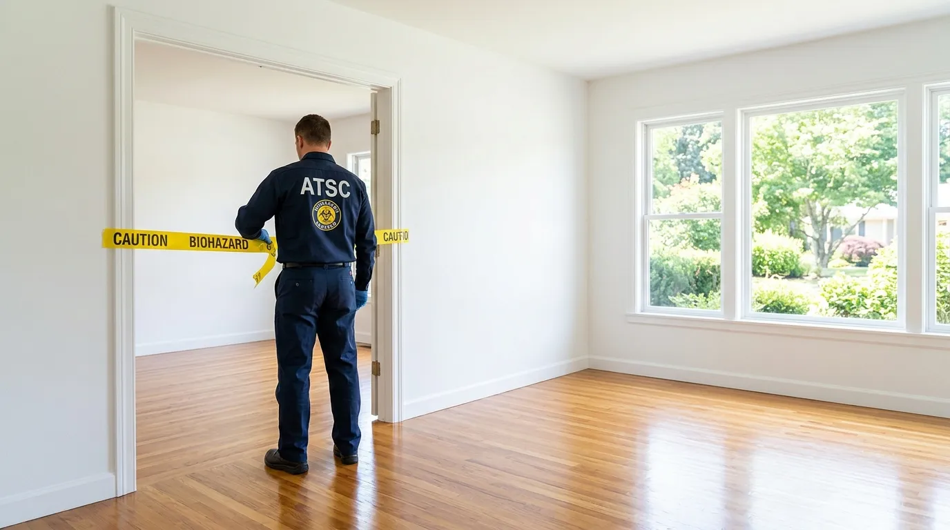 Certified biohazard cleanup crew performing Trauma Scene Cleanup in Derry Village